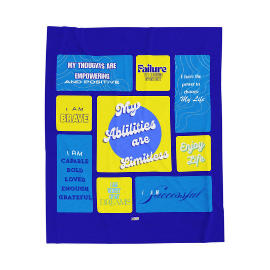 Blue Empowering Affirmation Plush Blanket