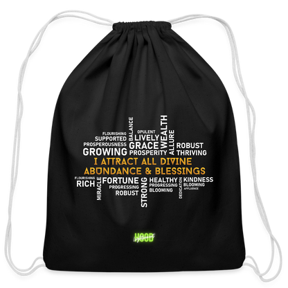 I Am What I Attract Drawstring Bag - black