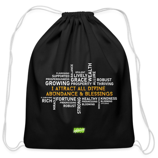 I Am What I Attract Drawstring Bag - black