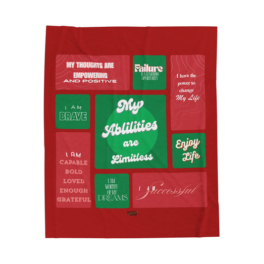 Red Empowering Affirmation Plush Blanket