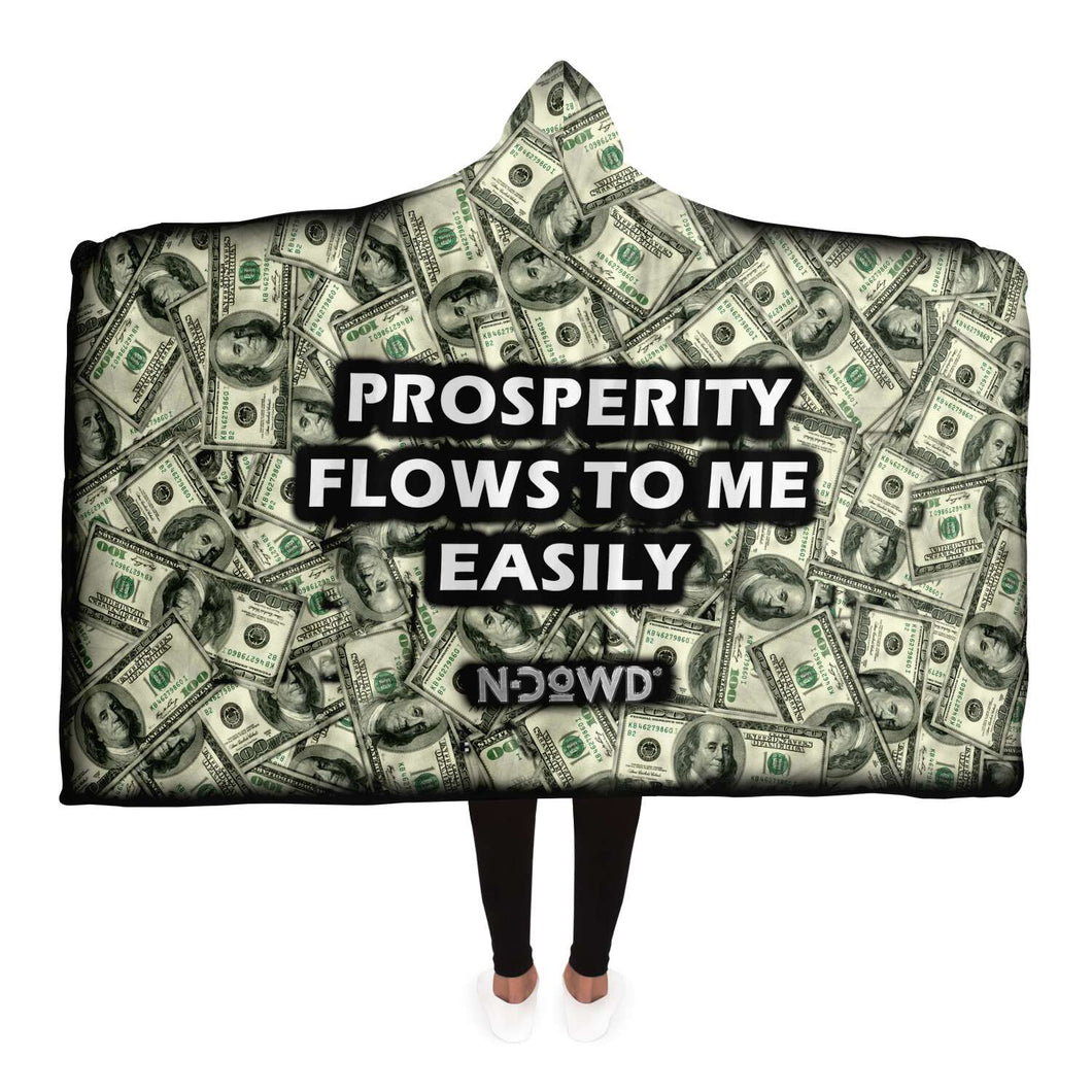 wealth money affirmation hooded blanket  outer silky smooth micro-mink polyester face. For the inside you can choose from an ultra soft microfiber fleece lining, or a premium plush 100% polyester sherpa lining