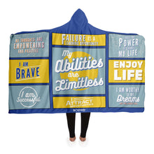 Load image into Gallery viewer, Blue Positive Affirmation Premium Hooded Blanket
