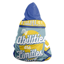 Load image into Gallery viewer, Blue Positive Affirmation Premium Hooded Blanket

